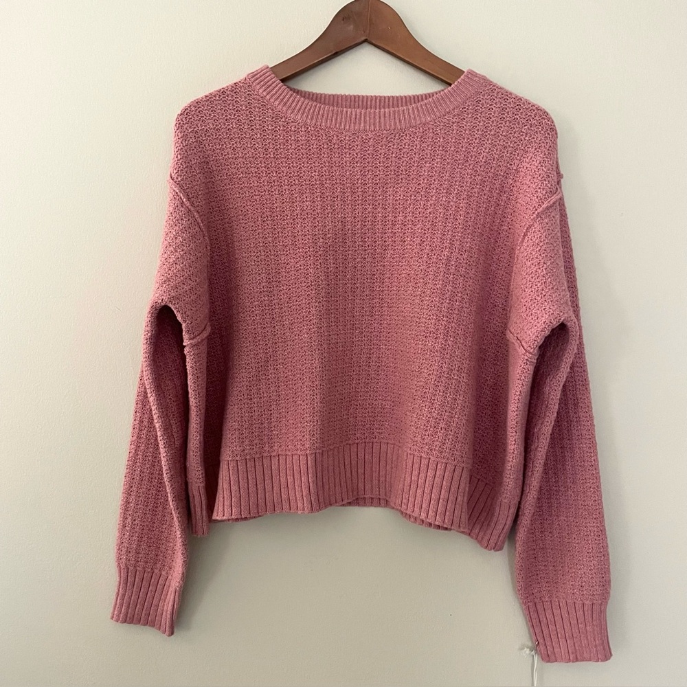 Haute Hippie Dusty Rose Crew Neck Sweater Soft Knit Boho Relaxed Fit size XS NWT